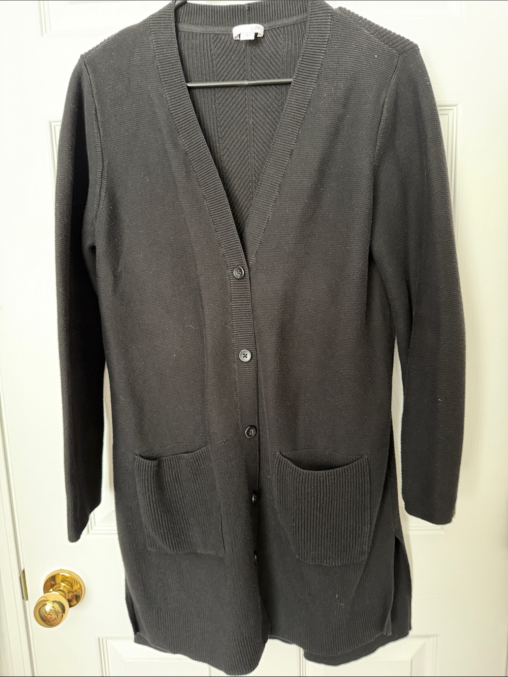 J Jill Classic Black Long Cardigan Sweater for Women Petite